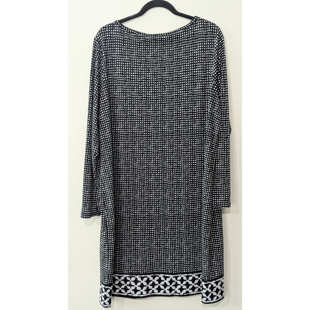 Michael Kors Women's Polyester Shift Dress 2X Black White Geometric Pattern - Picture 2 of 6